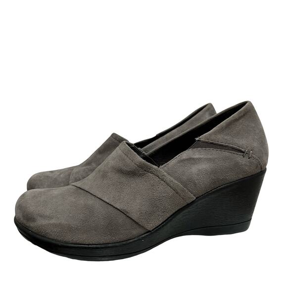 Dansko Suede Leather Wedge Slip on Closed Toe Shoes EU 38 US 8 Gray Clogs - Picture 1 of 10